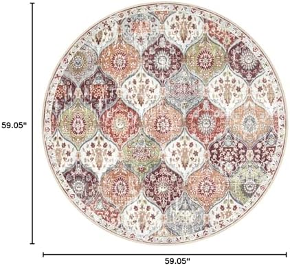 Lahome Moroccan Washable Round Area Rug, Soft Round Rug 5ft Non-Slip - Image 2