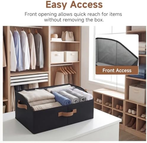 StorageWorks Closet Storage Bins Trapezoid, Black, Large, 3-Pack - Image 3
