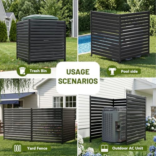 2 Panel No Dig Privacy Fence Screen, 42" H × 38" W Metal Outdoor AC Fencing - Image 6