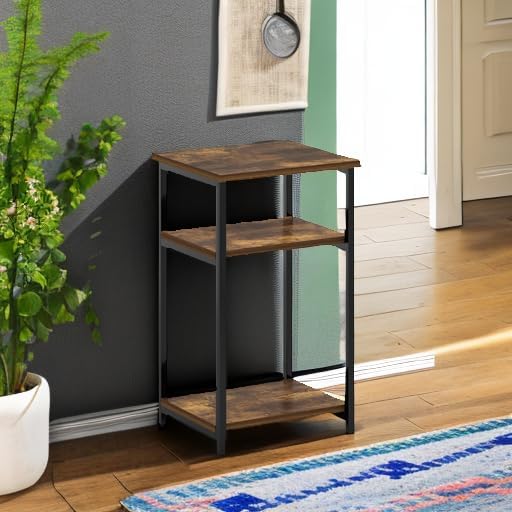 Furinno JUST 3-Tier Metal Frame Telephone Table, Amber Pine - Image 6