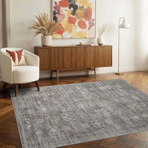 Rugxara 3x5 Rug for Entryway Bedroom Washable Area Rugs Carpet, Taupe/Grey - Image 3