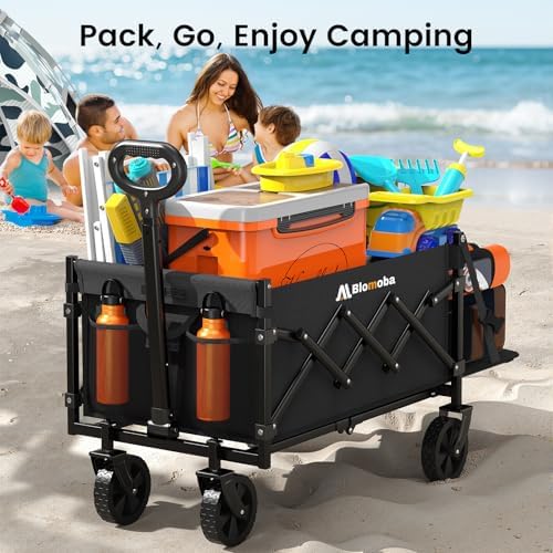 Blomoba 220 lbs Folding Wagon Cart with Wheels & Adjustable Handle, Black - Image 7