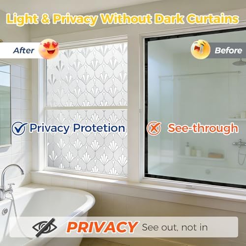 OHTMERU Window Privacy Film Decorative Non-Adhesive, Reusable, Anti-Glare - Image 3
