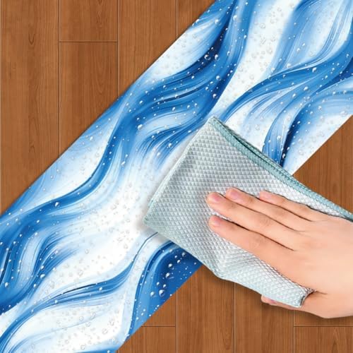 Ocean Wave Wallpaper Border Peel and Stick 196 x 4 Inch Ocean Beach Bulletin Board Boarder PVC Decorative Mirror Frame Trim Stickers for Bathroom Kitchen Backsplash Hotel Home Decorations - Image 3