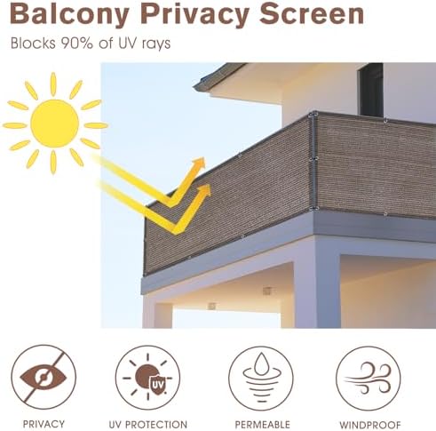 SUNNY GUARD 3.3' x 26' Balcony Privacy Screen, HDPE Patio Railing Cover Fence - Image 3