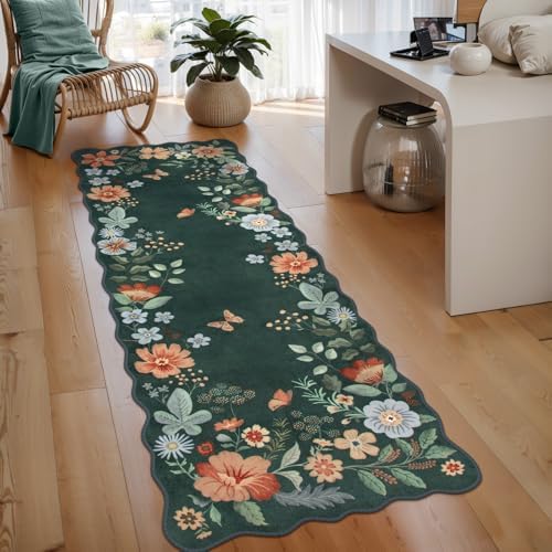 Lahome Floral Hallway Runner, 2X6 Kitchen Washable Runner Rug Non-Slip by Lahome
