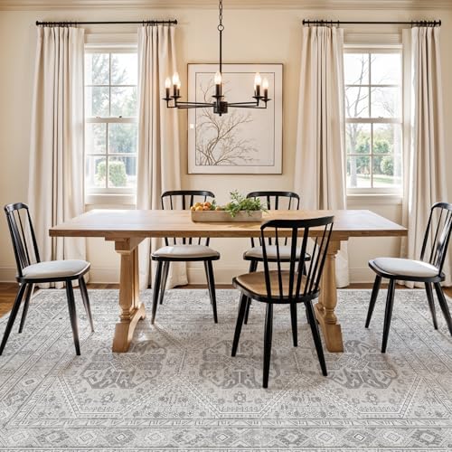 6x9 Area Rug Washable Vintage: Non Slip Living Room Carpet Grey by Ksrau