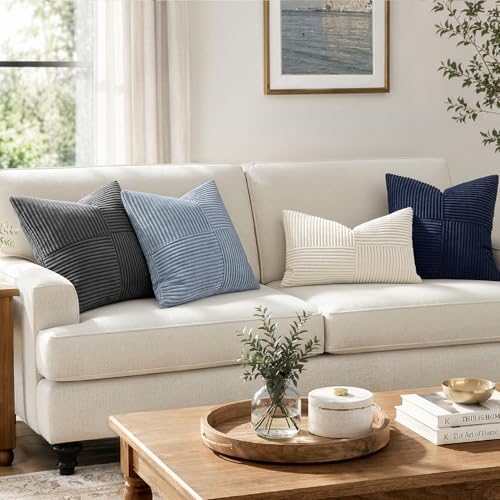 MIULEE Dusty Blue Decorative Throw Pillow Covers for Couch 18x18 Inch - Image 4