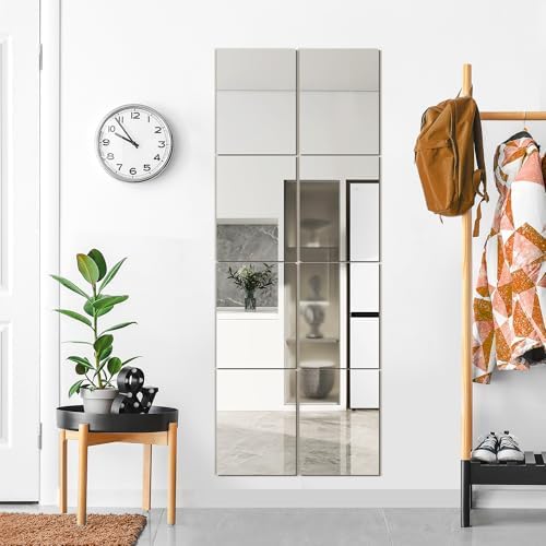 TRAHOME Wall Mirror Tiles, 16"x12"x8PCS Full Length Home Gym Mirror - Image 2
