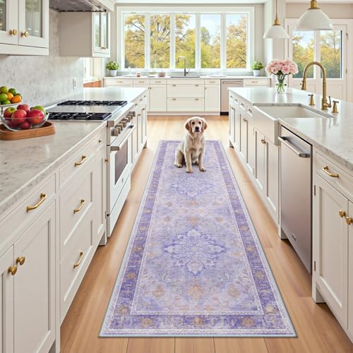 RELEANY Washable Area Rug, Runner 2'x8', Purple by RELEANY