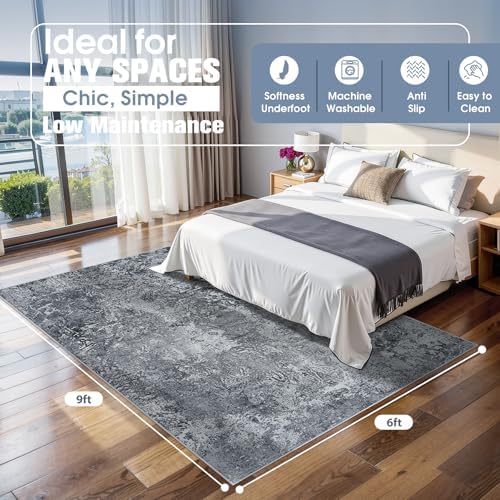 Aelenmu 6x9 Area Rugs for Living Room Washable Bedroom Dining Room Black - Image 2
