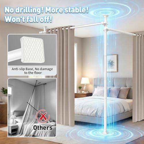 SUNALLY Room Divider No Drilling Room Separator 32-100in Adjustable, White - Image 6