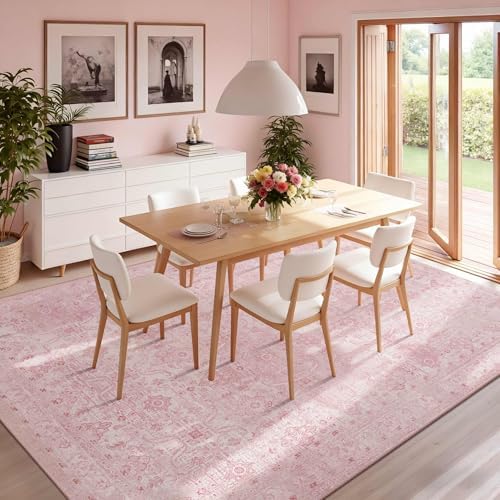Rugxara Pink Rug 6x9 Area Rugs Washable Rug for Living Room Girls Bedroom - Image 3