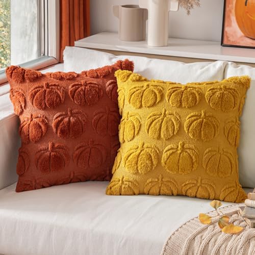 MIULEE Fall Pillow Covers Pumpkin Fall Decor 18x18 Mustard Yellow - Image 3
