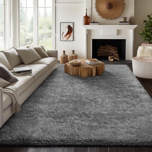Ophanie 8x10 Area Rugs for Living Room,Upgrade Non-Slip Fluffy Soft Large Shag Bedroom Carpet, Grey Big Indoor Thick Rug,Gray Carpets for Room Dorm Decor with Over 99 pcs Pile fibers - Image 3