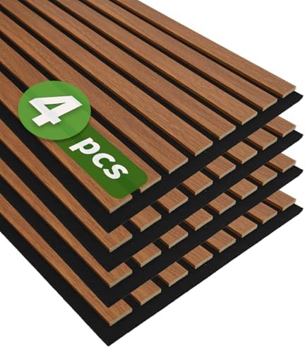 Art3d 12" x 93" Acoustic Wood Slat Wall Panel, 4pcs, 31 sq.ft, Walnut by Art3d
