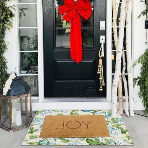 Front Door Mat Indoor Outside Entrance 2x3 Blue Hydrangea Entry Rug - Image 5