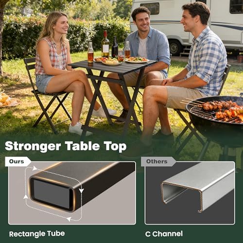 SUNNYFEEL Folding Camping Table - Lightweight Aluminum Portable Picnic Table for Cooking, Beach, Hiking, Travel, Fishing, BBQ, Indoor Outdoor Small Foldable Camp Tables - Image 5