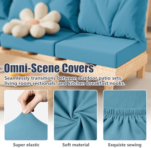 8Pcs Outdoor Cushion Covers, Stretch Patio Furniture Couch Chair Slipcovers - Image 4