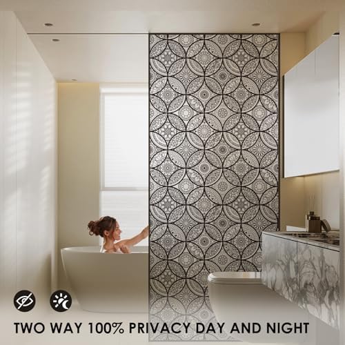 DKTIE Boho Stained Glass Window Privacy Film Easy to Install 17.7" x 78.7" - Image 3