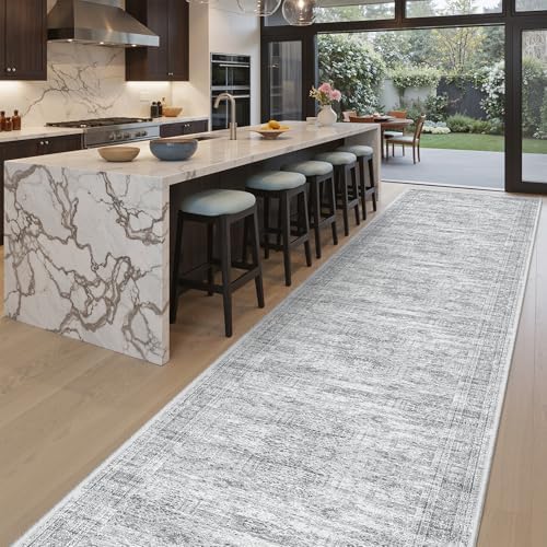 Soalmost Washable Hallway Runner Rug 3x18 Kitchen Entry Rugs Non-Slip, Grey by Soalmost