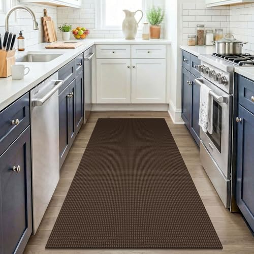 KOZYFLY Washable 3x4 Entry Area Rug, Braided Throw Rugs for Entryway, Non Slip Door Mat Indoor Outdoor Entrance, Front Porch Foyer Carpet for Kitchen, mudroom, Bathroom, Brown/Dark Brown - Image 2