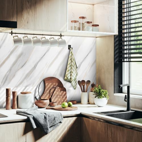 Vieshful 20 Pack 11.8"x23.6" Peel and Stick Backsplash Wall Panels, Self Adhesive Waterproof Back Splash Marble Tiles for Kitchen Bathroom, TV Walls, Living Room Grey White (Not Real Tiles) - Image 2