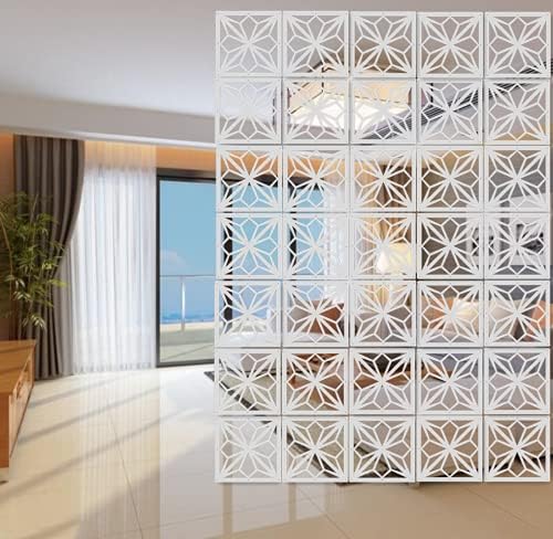 White Hanging Room Divider,12 Pieces Wood-Plastic DIY Panel Screens Partition Wall Dividers Room Decoration with All Accessories 11.4x11.4 Inch - Image 3
