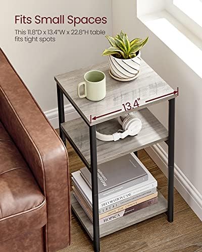 VASAGLE Side Table, Small End Table, Tall Nightstand, Steel Frame - Image 6