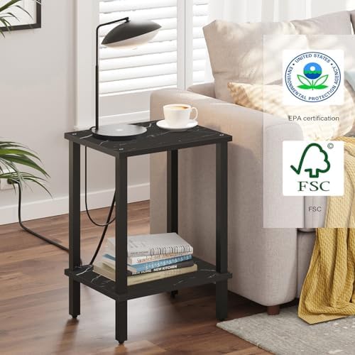 TUTOTAK End Table, Side Table, Nightstand, 2-Tier Storage Shelf - Image 4