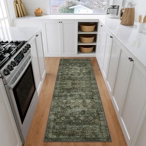 Moynesa Ultra-Thin Washable Teal Non Slip Bathroom Rug - 2x6 Laundry Room Mat, Machine Washable Non-Slip Pet Friendly Carpet Runner for Camper RV Foyer Kitchen Hallway by Moynesa