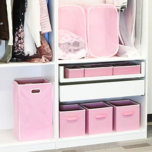 Simple Houseware 11-Inch Foldable Cube Storage Bins, Pink, 6-Pack - Image 5