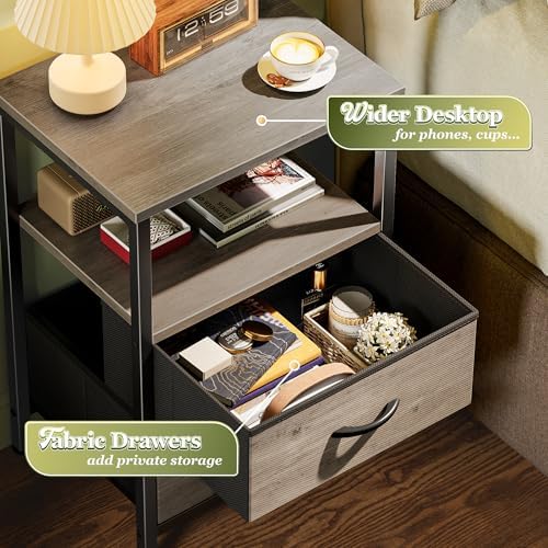 Huuger Night Stand Set of 2, Nightstand with 2 Drawers, Bedside Table - Image 5