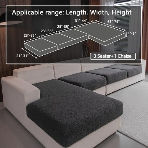 OHSIO Couch Cushion Covers for Sectional Sofa, Stretch Soft Sofa Slipcovers - Image 2