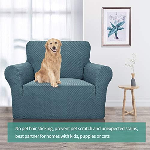 YEMYHOM Couch Cover Latest Jacquard Design High Stretch Sofa Chair Covers for Living Room, Pet Dog Cat Proof Armchair Slipcover Non Slip Magic Elastic Furniture Protector,Small (Chair, Teal) - Image 2