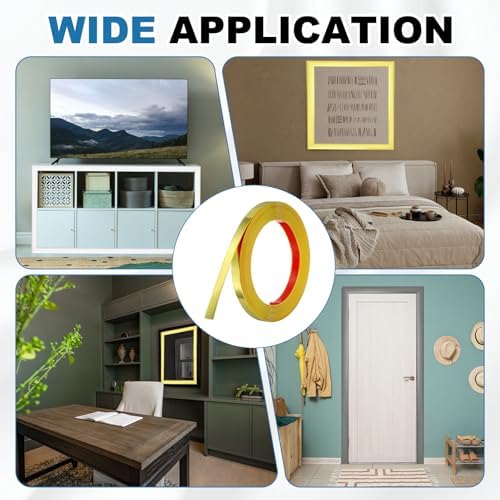 uxcell Gold Peel and Stick Molding Trim, 0.6 Inch x 19.7 ft Self-Adhesive Mirror Tape, Flexible PVC Border Strip for Wall Decoration Tile Edge Ceiling Floor Frame Furniture Decoration - Image 7