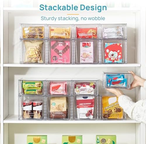 Vtopmart Clear Stackable Storage Drawers, 4 Pack Kitchen Cabinet Set - Image 4