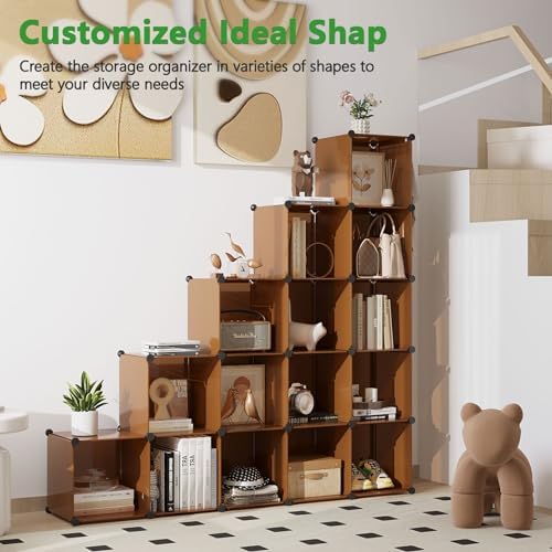 C&AHOME 16 Cube Storage Organizer Cube Shelves Units Storage Cubes, Brown - Image 3