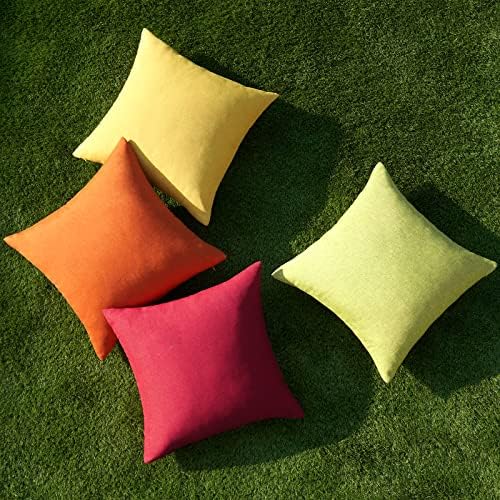 MIULEE Pack of 4 Decorative Outdoor Throw Pillow Covers Linen Waterproof Pillow Covers Summer Farmhouse Cushion Cases for Patio Garden Tent Balcony Couch Sofa 18x18 Inch Red/Green - Image 4