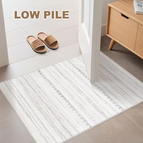 Nakagishi Boho 2x3 Washable Area Rug Non Slip Carpet for Entryway Gray - Image 6