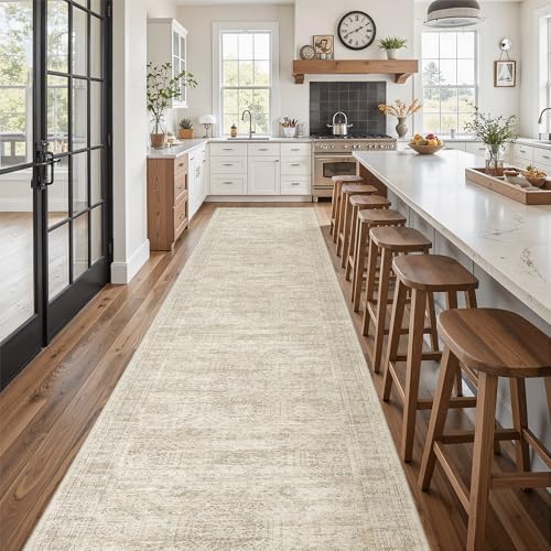 Soalmost Washable 3x14 Hallway Runner Rug Non-Slip Kitchen Entry Rugs Beige - Image 2