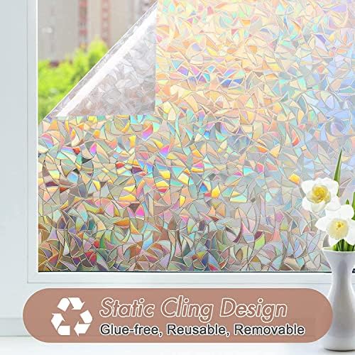 Haton Window Privacy Film, Stained Glass Rainbow Film, 35.4" x 78.7" - Image 5