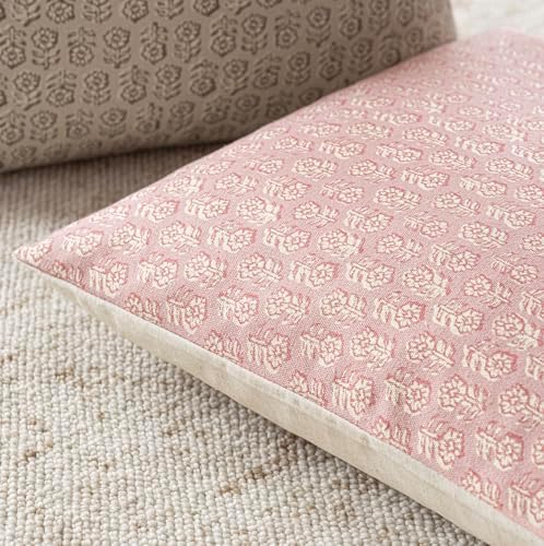 Foindtower Decorative Floral Print Throw Pillow Covers 18×18 Light Pink - Image 3
