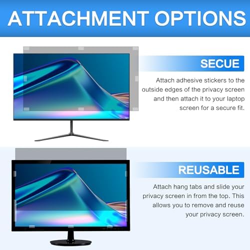 ZOEGAA 27 Inch Computer Privacy Screen Filter, for 16:9 Widescreen Computer Monitor 23.6"x13.3", Removable Computer Screen Privacy Shield and Anti Blue Light Anti Glare Screen Protector - Image 5