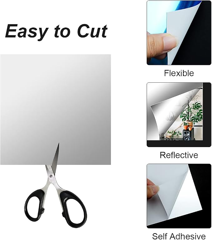 Fantasyon 10 Pieces Flexible Mirror Sheets, Self Adhesive Decorative Plastic Mirror Tiles Non-Glass Mirror Stickers for School Educational and Home Wall Decor(10x10 Inch) - Image 4