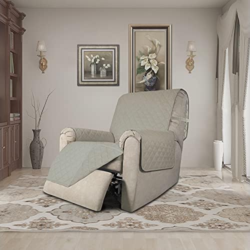 Easy-Going Reversible Couch Cover, Recliner 19 in, Beige/Beige - Image 2