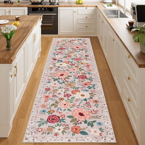 DUKINO 2.6x10 Runner Rug for Hallway, Washable Kitchen Rugs Non Slip, Beige - Image 6