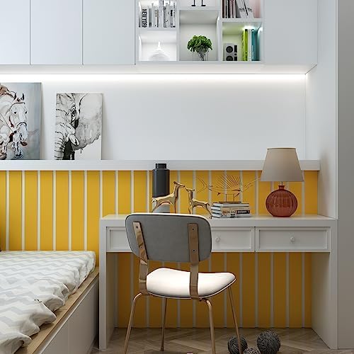 YENHOME Yellow Wallpaper Border Peel and Stick 3"X590" Self Adhesive Yellow Bulletin Board Borders Classroom Waterproof Removable Wallpaper Border Peel and Stick Wall Paper for Bedroom Shelves DIY - Image 3