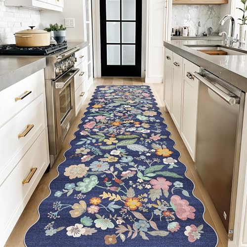 3x10 Long Hallway Runner Rug: Washable Wide 10ft Floral Low-Pile Carpet for Entryway Kitchen Non Slip Soft Living Room Bedroom Floor Mat Cute Area Rugs for Nursery Farmhouse Home Decor(3x10/Purple) by HYHAOYUNLAI