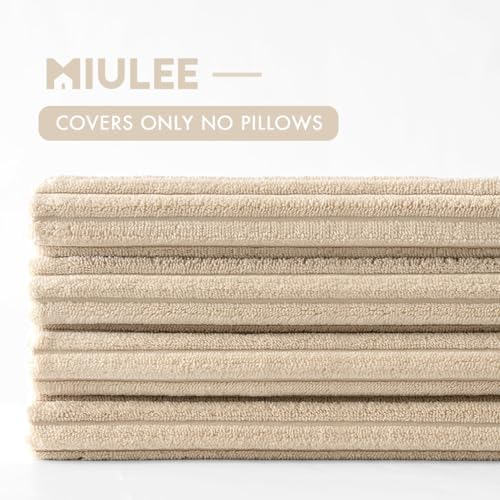 MIULEE Soft Corduroy Decorative Throw Pillow Covers Beige 20x20 - Image 6